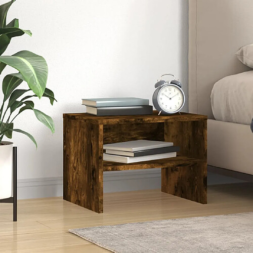 vidaXL Table de chevet Chêne fumé 40x30x30 cm Bois d'ingénierie