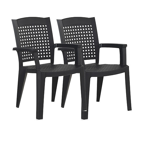 Pegane Lot de 2 chaises de jardin empilables en résine coloris Gris - Longueur 59 x Profondeur 60 x Hauteur 87 cm