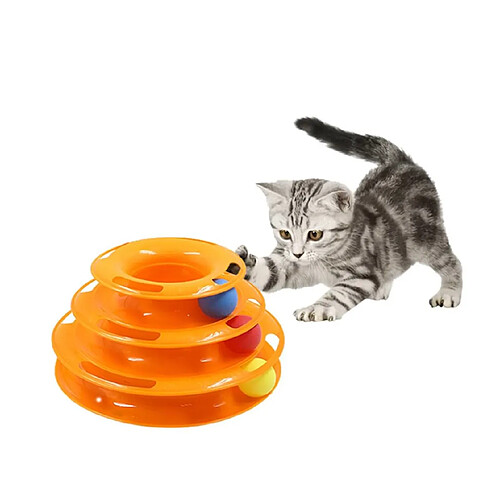 YP Select Jouets interactifs pour animaux de compagnie 3 niveaux, tour, pistes, chats, jouet, orange