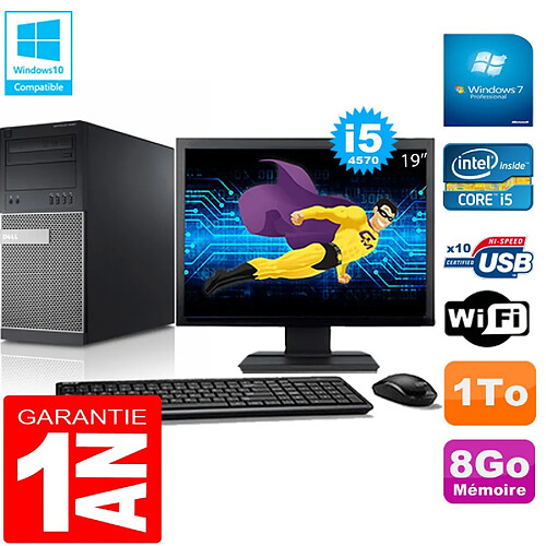 PC Tour DELL 9020 Core I5-4570 Ram 8Go Disque 1 To Wifi W7 Ecran 19" · Occasion