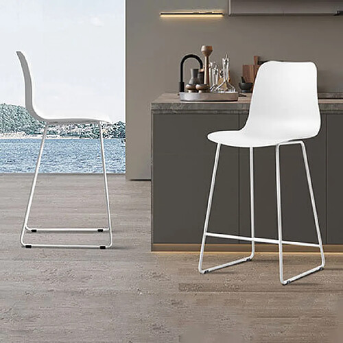 Mes Lot de 2 chaises de bar H65 cm blanc - NORYZ