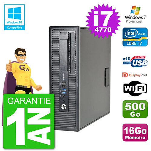 PC HP EliteDesk 800 G1 SFF i7-4770 RAM 16Go Disque 500Go Graveur DVD Wifi W7 · Occasion