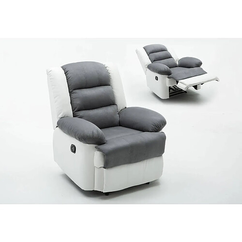 Habitat Et Jardin Fauteuil relax Buckingham - 85 x 93 x 100 cm - Blanc / Gris clair