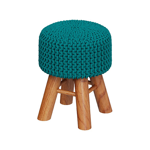 Rendez Vous Deco Petit tabouret tricot Lisa bleu