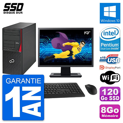 PC Tour Fujitsu P720 Ecran 19" Intel G3220 RAM 8Go SSD 120Go Windows 10 Wifi · Occasion