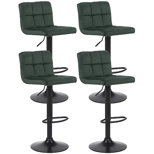 Non Lot de 4 tabourets de bar Feni velours