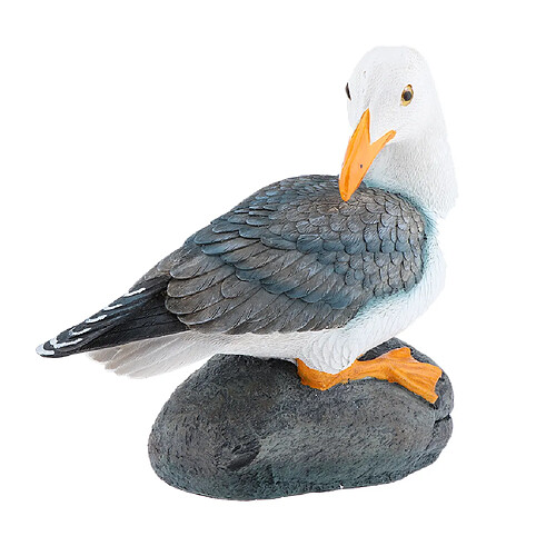 Résine Artisanat Seagull Statue Jardin Pelouse Ornement Animal Sculpture Assis