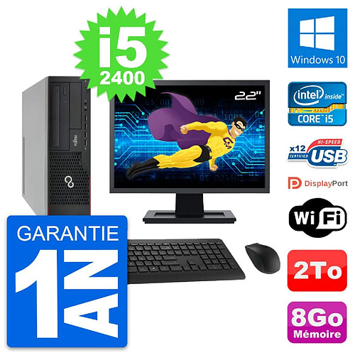 PC Fujitsu E910 DT Ecran 22" Intel i5-2400 RAM 8Go Disque 2To Windows 10 Wifi · Occasion