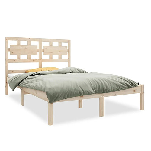 Maison Chic Lit Moderne Chambre - Cadre/structure de lit pour adulte Bois massif 140x190 cm -MN61810