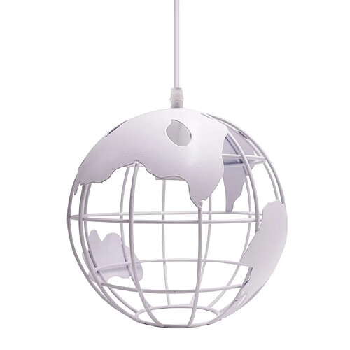 Stoex Suspension Vintage Industrielle Globe Lampe de Plafond Luminaire en Boule Métal Diamètre 20cm – Blanc