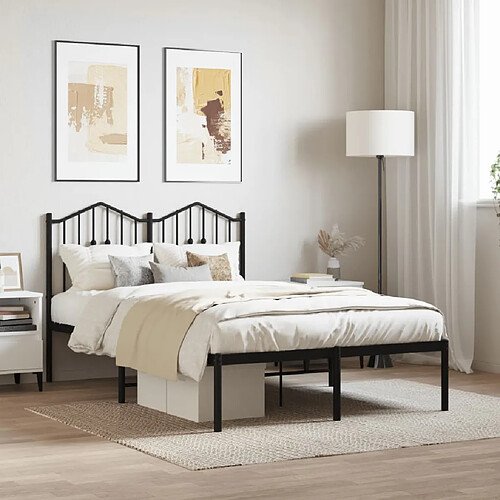 Maison Chic Lit adulte - Cadre de lit métal avec tête de lit,Structure du lit Contemporain pour chambre noir 120x190 cm -MN20514