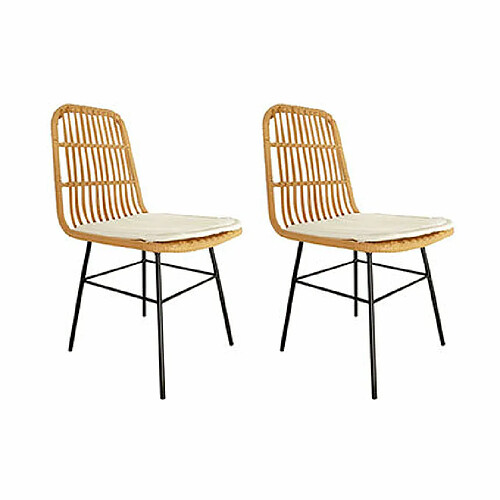 Mes Lot de 2 chaises de jardin 44x56x86 cm effet rotin naturel et noir