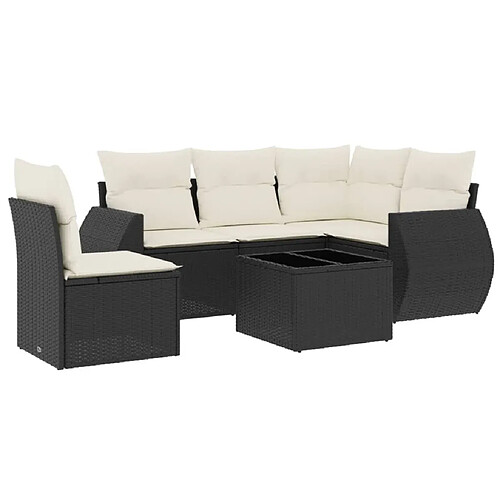 Maison Chic Salon de jardin 6 pcs avec coussins | Ensemble de Table et chaises | Mobilier d'Extérieur noir résine tressée -GKD96987