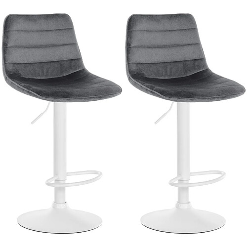 Non Lot de 2 tabourets de bar Lex velours blanc