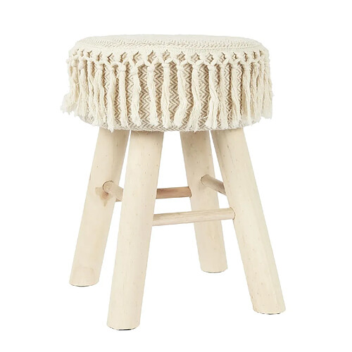 The Home Deco Factory Tabouret Bohème - Hauteur 40 cm - Beige