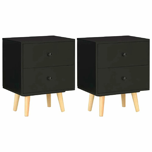 Maison Chic Lot de 2 Tables de chevet,Table de nuit,Table d'appoint pour salon Noir 40 x 30 x 50 cm Pin massif -MN32617