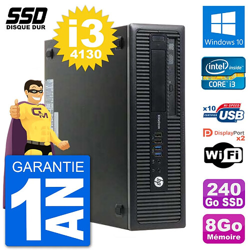 PC HP EliteDesk 800 G1 Core i3-4130 RAM 8Go SSD 240Go Windows 10 Wifi · Occasion