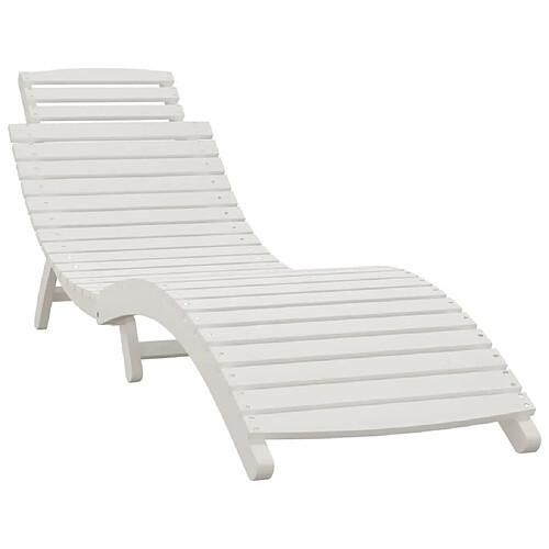 Helloshop26 Transat chaise longue bain de soleil lit de jardin terrasse meuble d'extérieur 184 x 55 x 64 cm bois massif d'acacia blanc 02_0012699