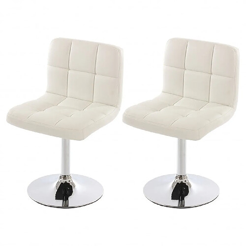 Decoshop26 Lot de 2 chaises fauteuils de salle à manger en synthétique blanc CDS04069