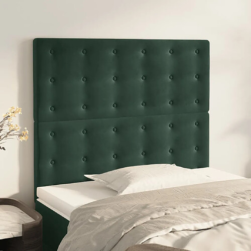 vidaXL Têtes de lit 2 pcs Vert foncé 100x5x78/88 cm Velours