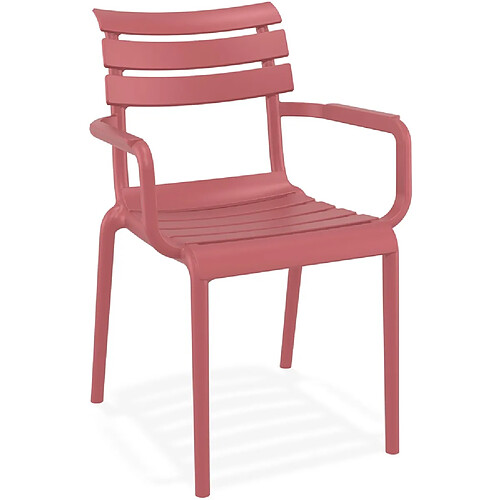 Alterego Chaise de jardin avec accoudoirs 'FLORA' rouge en matière plastique