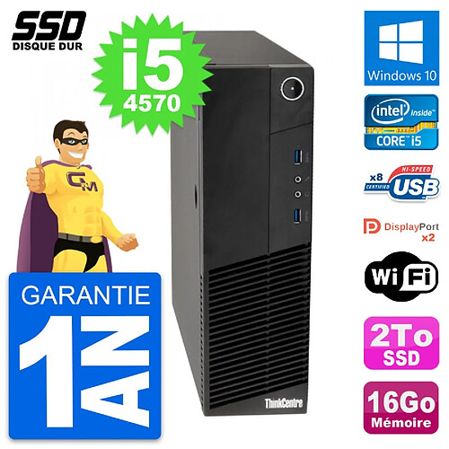 PC Lenovo ThinkCentre M83 SFF Intel i5-4570 RAM 16Go SSD 2To Windows 10 Wifi · Occasion