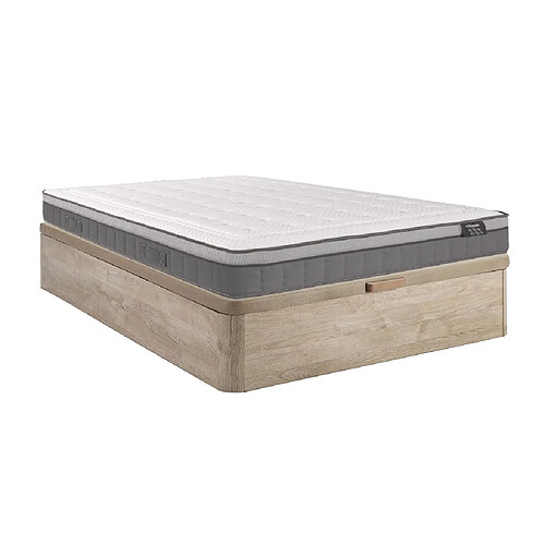 Vente-Unique Ensemble 160 x 200 cm sommier coffre naturel clair + matelas ressorts ensachés 7 zones et mémoire de forme ép.30cm - ASGARD de YSMÉE