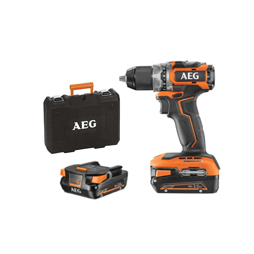 Aeg Powertools AEG Perceuse visseuse Subcompact 18V BRUSHLESS BS18SBL-202C , 2 batteries Pro lithium 2,0 Ah, mandrin métal 13 mm, 65 Nm de couple