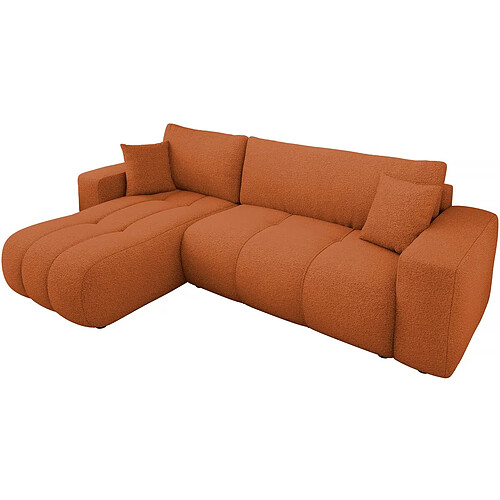 palozi home Canapé d'angle convertible bouclette Larow - 3 places - Terracotta