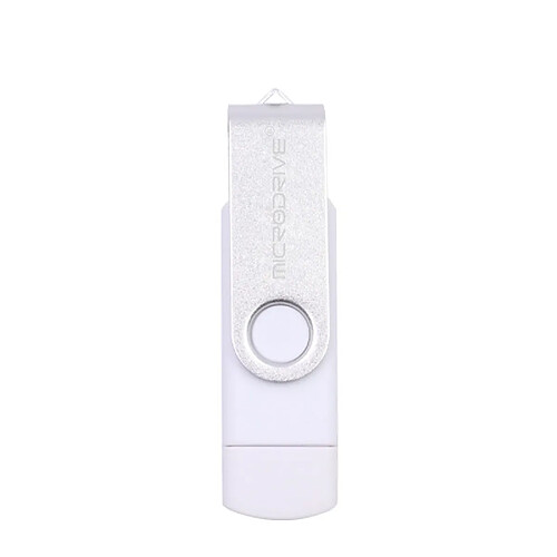 Wewoo Clé USB MicroDrive 64 Go USB 2.0 pour téléphone et ordinateur Double disque rotatif OTG Metal U Blanc