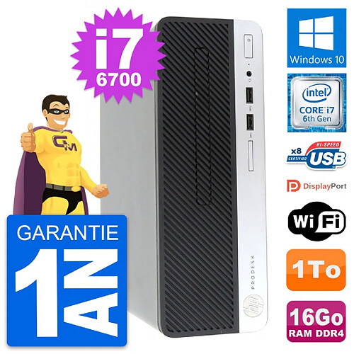 PC HP ProDesk 400 G4 SFF Intel i7-6700 RAM 16Go Disque Dur 1To Windows 10 Wifi · Occasion