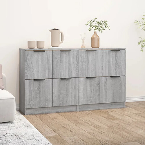 Maison Chic Ensemble de 2 Buffets,commode,console pour rangement Sonoma gris 60x30x70 cm Bois d'ingénierie -MN64042