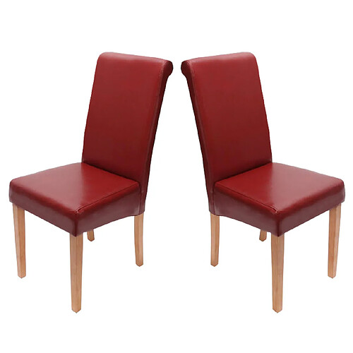 Decoshop26 Lot de 2 chaises de salle à manger cuisine en cuir et synthétique rouge design moderne 04_0000204