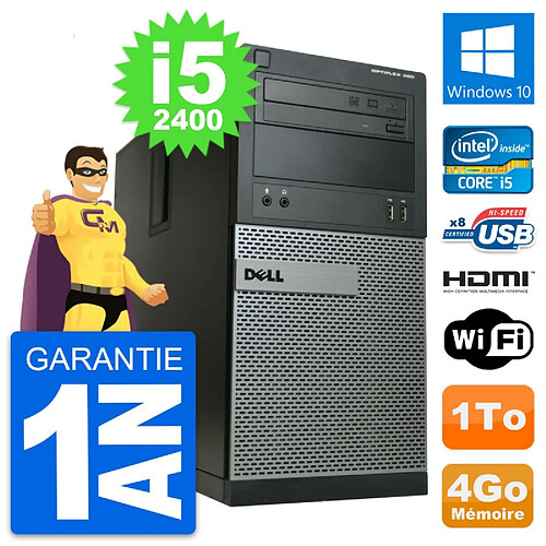 PC Tour Dell OptiPlex 390 MT i5-2400 RAM 4Go Disque Dur 1To HDMI Windows 10 Wifi · Occasion