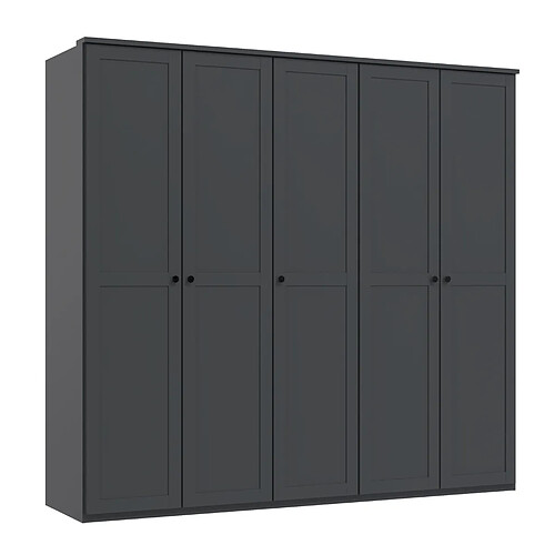 Pegane Armoire, placard avec corniche coloris Graphite - longueur 225 x hauteur 210 x profondeur 58 cm