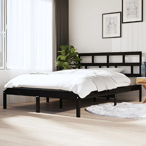 vidaXL Cadre de lit sans matelas noir bois massif