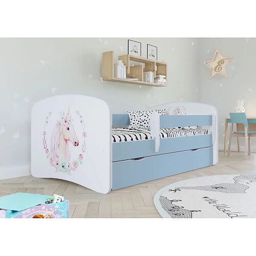 Lit Babydreams, cheval bleu, sans tiroir, sans matelas 160/80