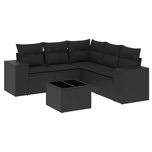 Maison Chic Salon de jardin 6 pcs avec coussins | Ensemble de Table et chaises | Mobilier d'Extérieur noir résine tressée -GKD97647