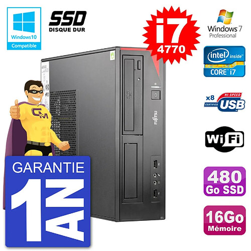 PC Fujitsu Esprimo E520 DT i7-4770 RAM 16Go SSD 480Go Graveur DVD Wifi W7 · Occasion