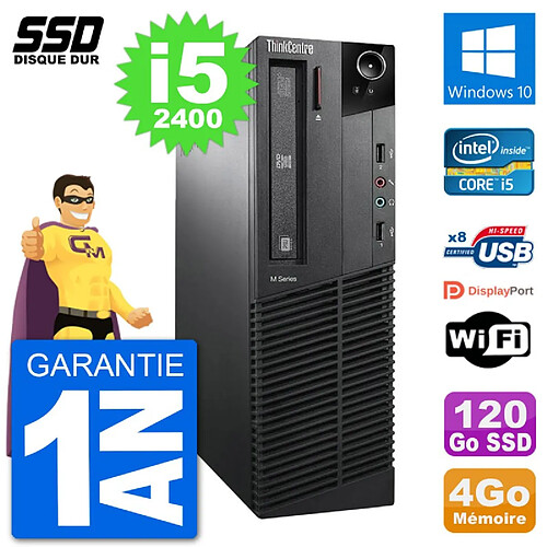 PC Lenovo M91p SFF Intel i5-2400 RAM 4Go SSD 120Go Windows 10 Wifi · Occasion