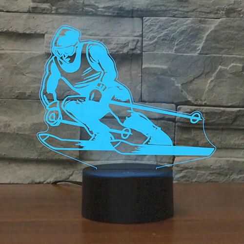 Wewoo Lampe de table lumineuse colorée de vision de la forme 3D LED de skiversion d'USB et de batterie