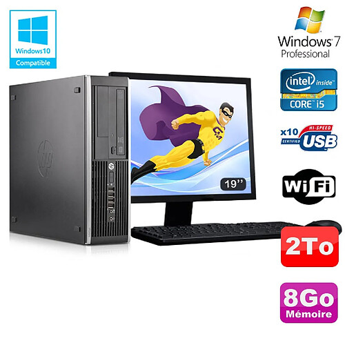 Lot PC HP Elite 8300 SFF I5-3470 3.2GHz 8Go 2To Graveur Wifi W7 + Ecran 19" · Occasion