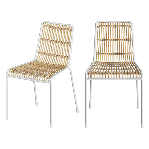 Rendez Vous Deco Chaise Jouve en rotin et métal blanc (lot de 2)