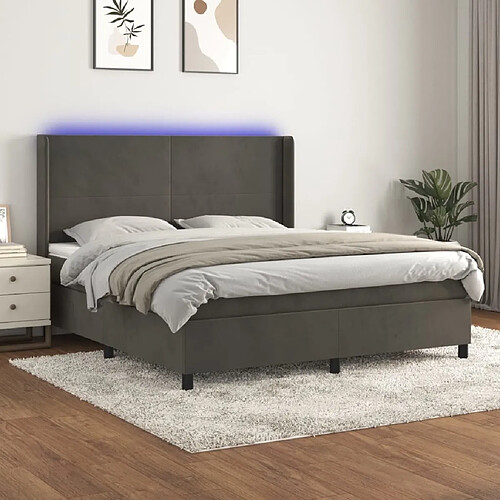 Sommier à lattes,Cadre à lattes de lit pour Adulte matelas et LED Gris foncé 160x200 cm -MN45731