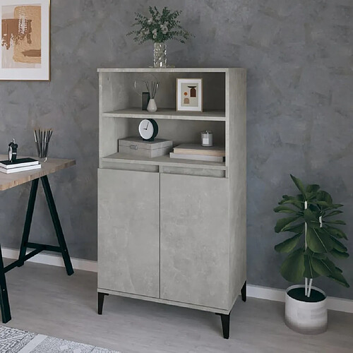 Maison Chic Buffet,Meuble de Rangement,commode pour salon,Cuisine Gris béton 60x36x110 cm Bois d'ingénierie -MN69209