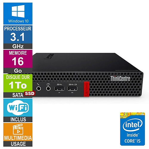 Lenovo M910x Tiny i5-6500T 3.10GHz 16Go/1To SSD Wifi W10 · Reconditionné