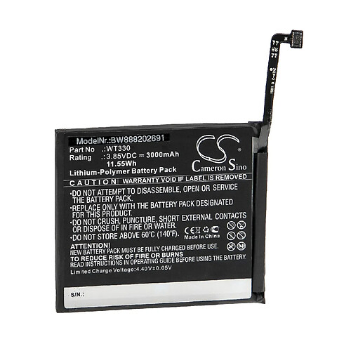 vhbw Batterie remplacement pour Nokia WT330 pour smartphone (3000mAh, 3,85V, Li-polymère)