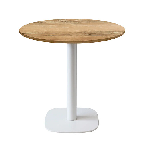 Restootab Table Ø70cm - modèle Round pied blanc chêne slovène