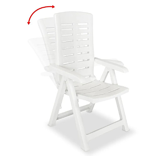 Maison Chic Lot de 4 Chaises inclinables de jardin - Fauteuil d'extérieur Plastique Blanc -MN79964