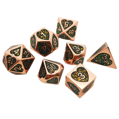 7 Pièces En Alliage De Zinc Jeu Dés Polyèdre D4 D6 D8 D10 D12 D20 Ensemble Bronze